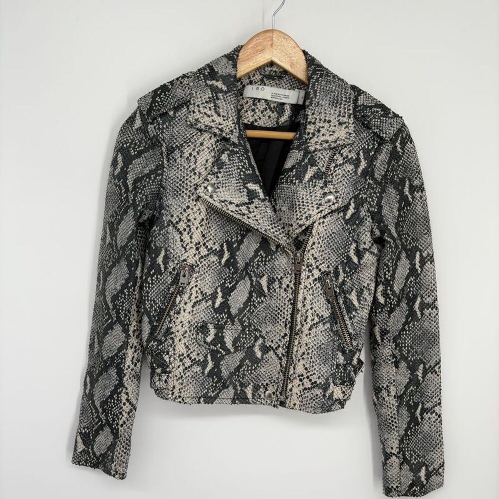 IRO Gray Leather Moto Jacket